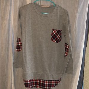 Plaid faux-layered long sleeve. Size small.
